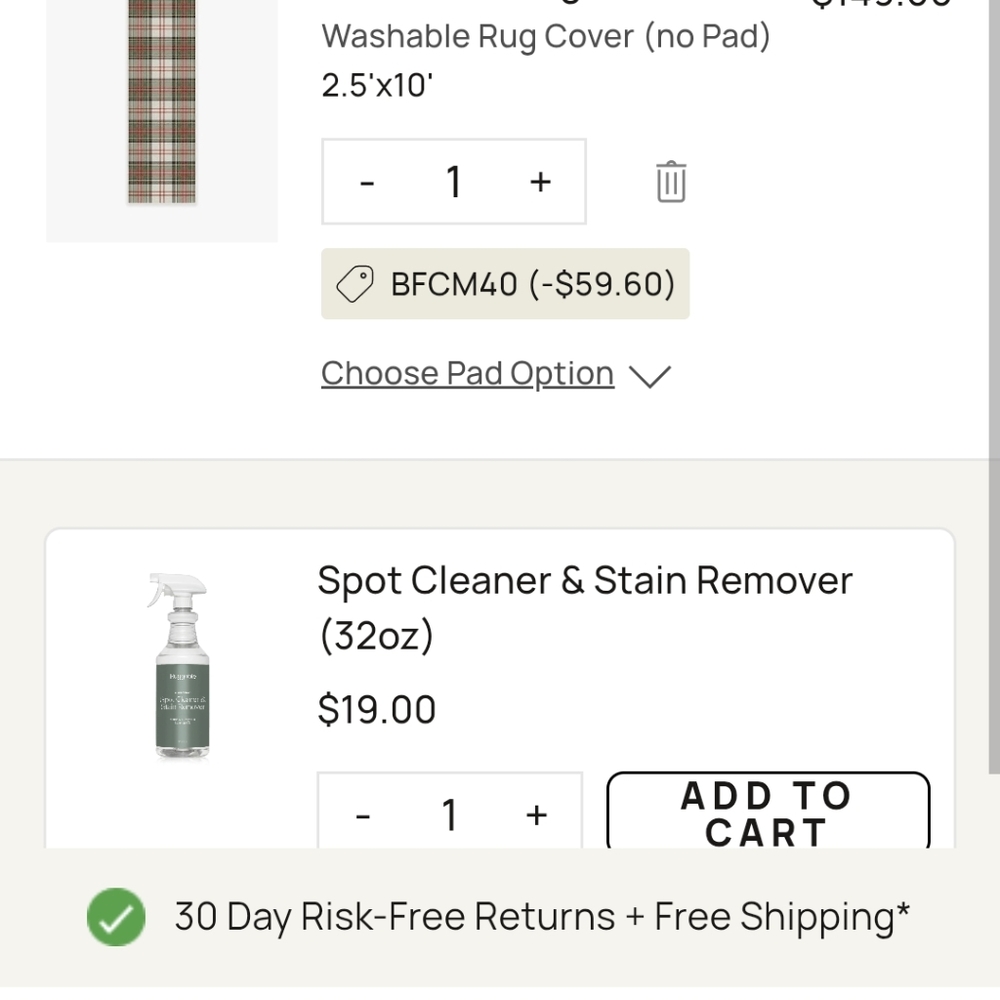 Ruggable Plaid Runner Rug - Red and Green 2.5'x10'.  Brand New!!! - Picture 7 of 8